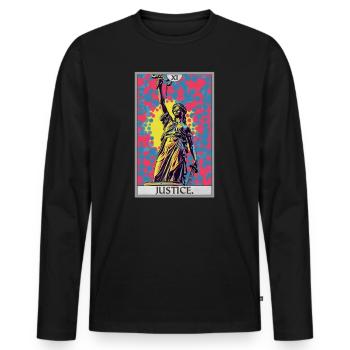 Tarot Cards Tarot Card Justice Justice - Men's Premium Organic Long Sleeve Shirt - black - Front - Nico (187cm)