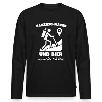 Kaiserschmarrn Und Bier Drum Bin Ich Hier Austria - Männer Premium Bio Langarmshirt - Schwarz - Vorne - Nico (187cm)