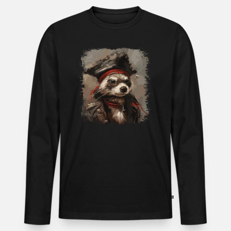 Frettchen Pirat - Männer Premium Bio Langarmshirt - Schwarz