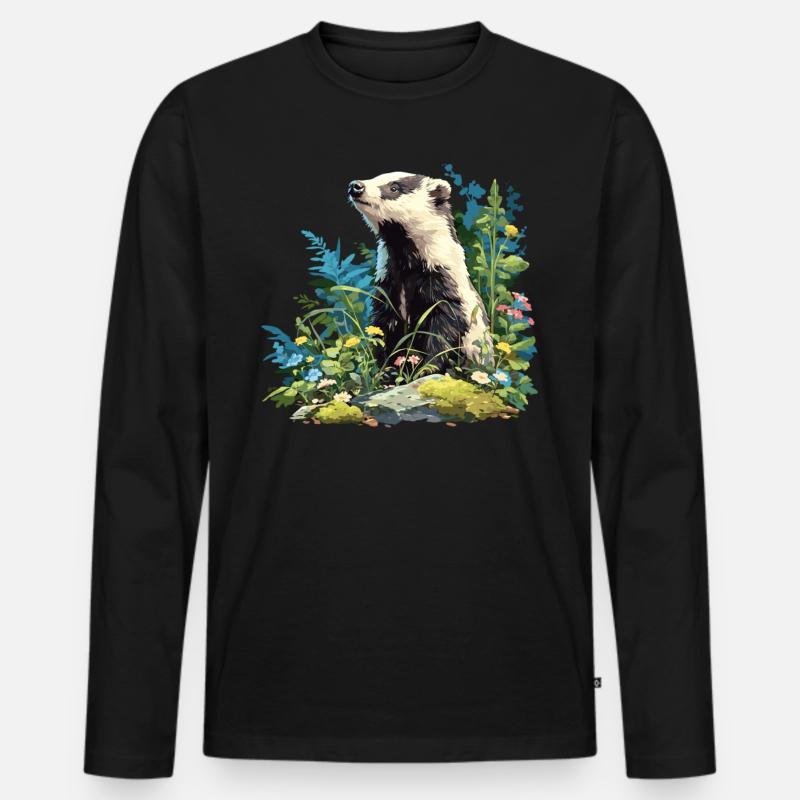Badger Dachse Dachs - Männer Premium Bio Langarmshirt - Schwarz