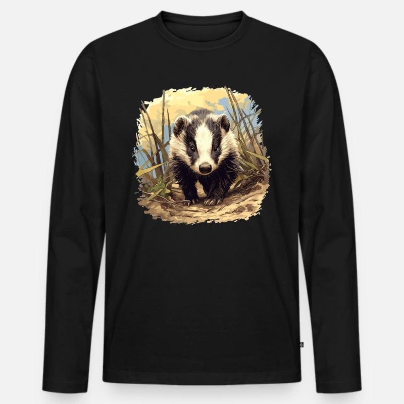 Badger Dachse Dachs - Männer Premium Bio Langarmshirt - Schwarz