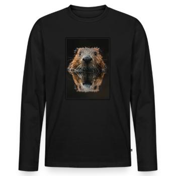 Beaver Biber - T-shirt manches longues Premium bio Homme - noir - Devant - Nico (187cm)
