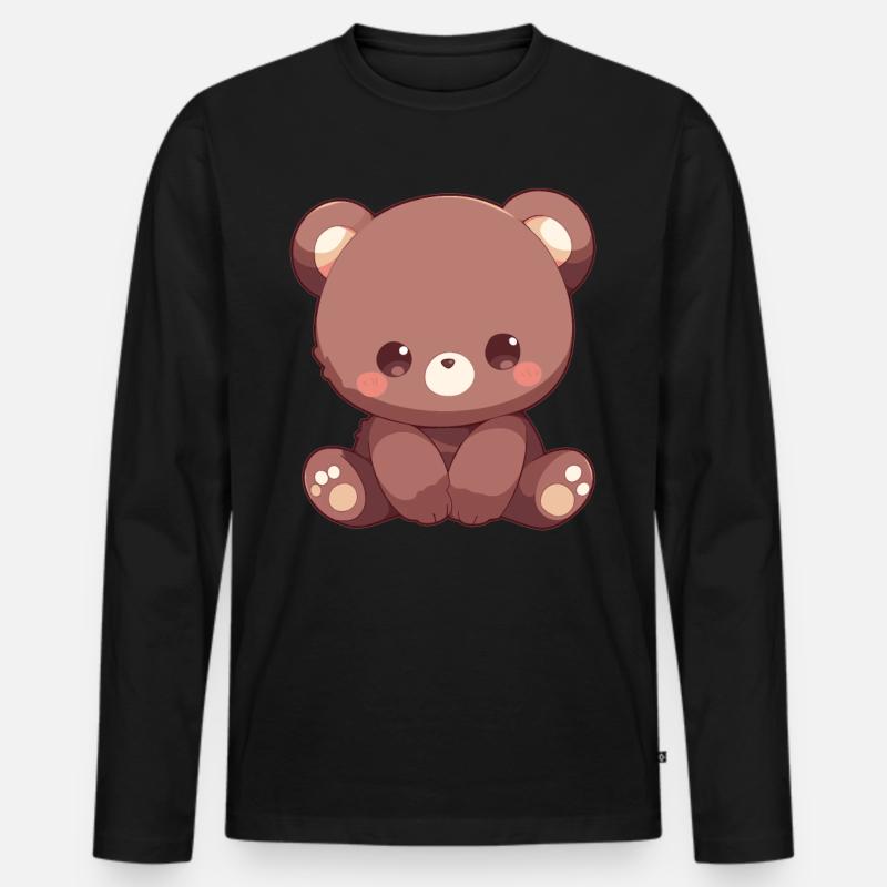 Bear Bären Bär - Männer Premium Bio Langarmshirt - Schwarz