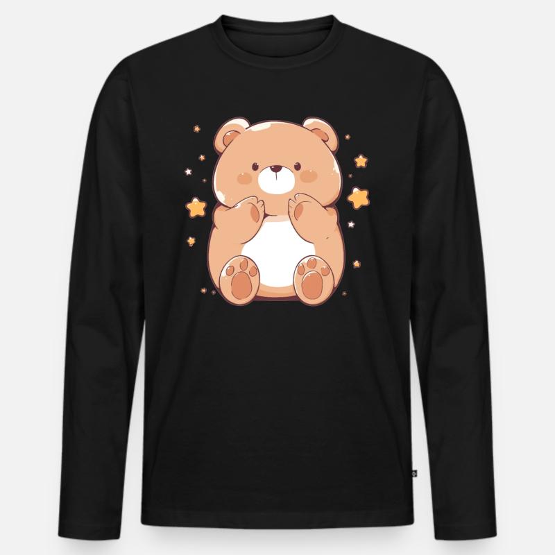 Bear Bären Bär - Männer Premium Bio Langarmshirt - Schwarz