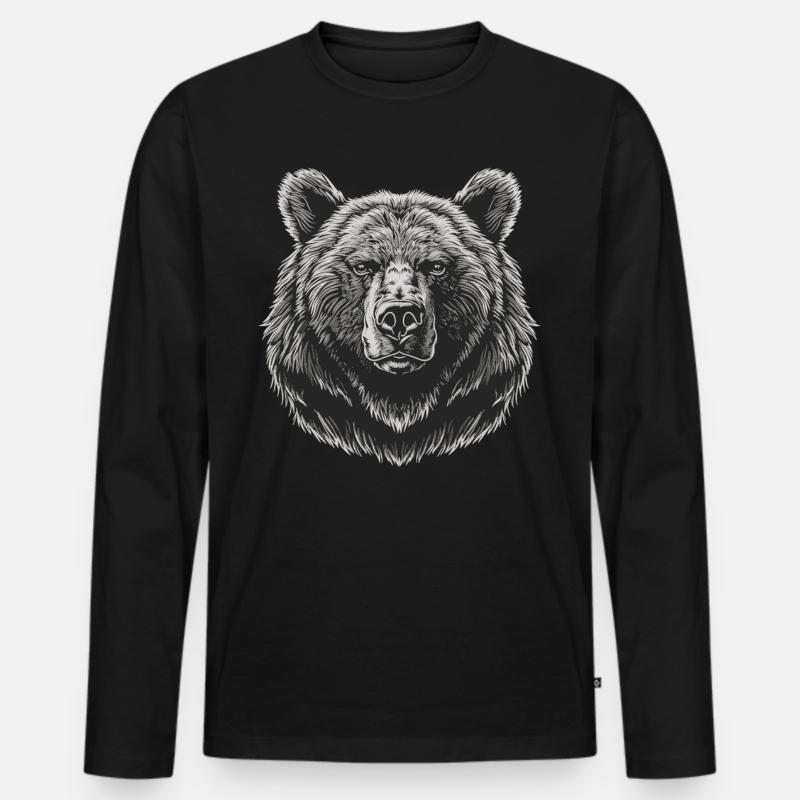 Bear Bären Bär - Männer Premium Bio Langarmshirt - Schwarz