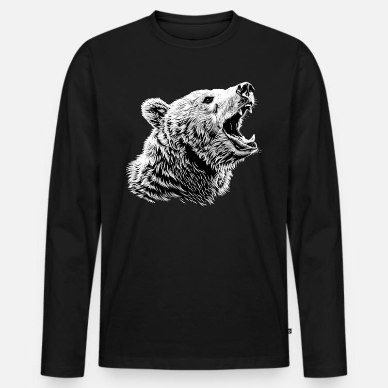 Bear Bären Bär - Männer Premium Bio Langarmshirt - Schwarz