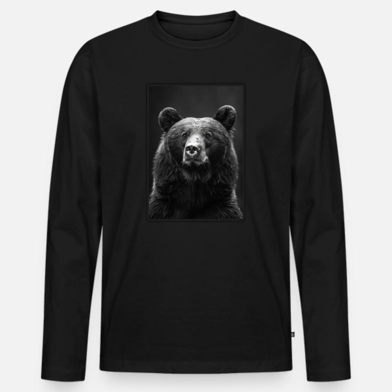 Bear Bären Bär - Männer Premium Bio Langarmshirt - Schwarz