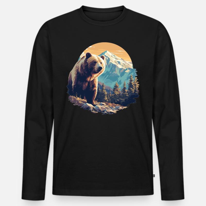 Bear Bären Bär - Männer Premium Bio Langarmshirt - Schwarz