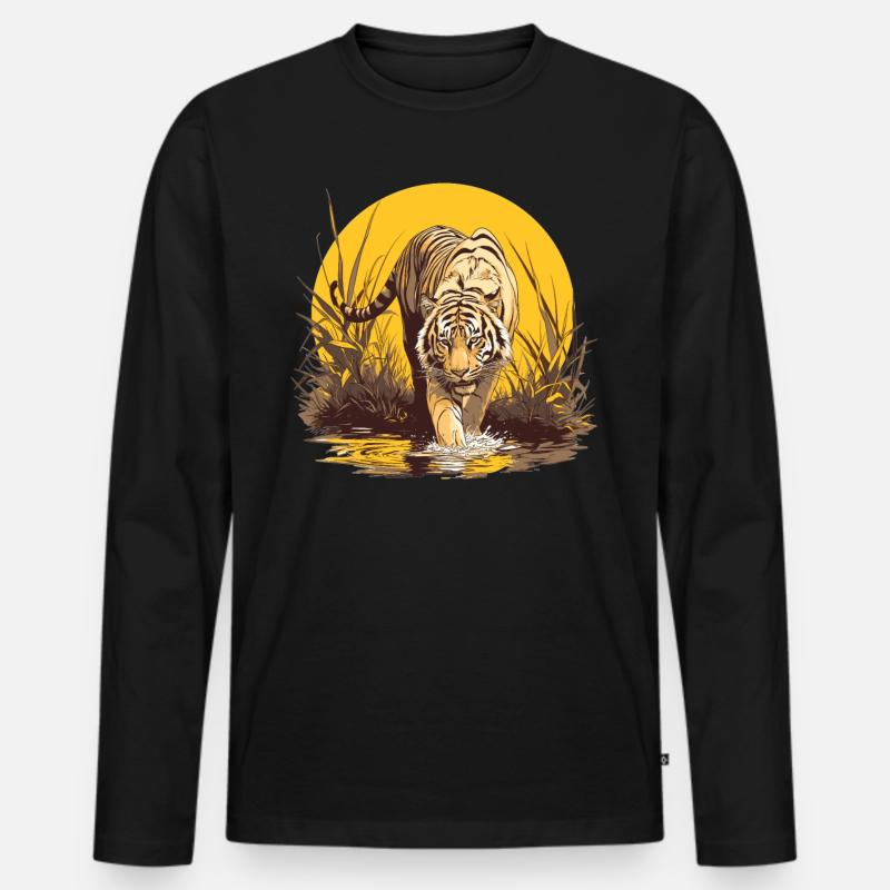 Tiger - Männer Premium Bio Langarmshirt - Schwarz