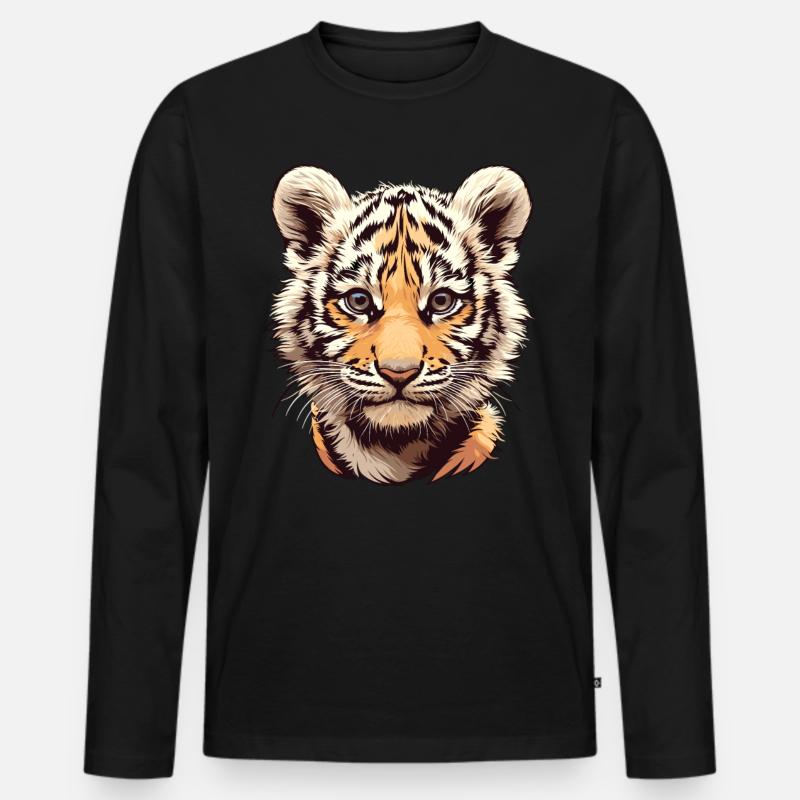Bengal Tiger Königstiger - Männer Premium Bio Langarmshirt - Schwarz