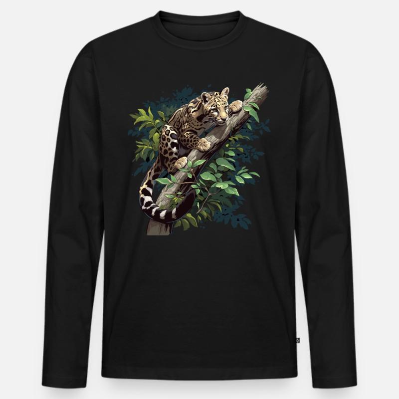 Clouded Leopard Nebelparder - Männer Premium Bio Langarmshirt - Schwarz