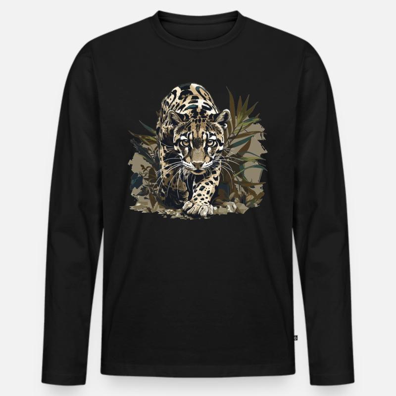 Clouded Leopard Nebelparder - Männer Premium Bio Langarmshirt - Schwarz