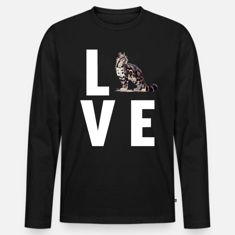 Clouded Leopard Nebelparder - Männer Premium Bio Langarmshirt - Schwarz