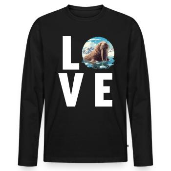 Morse Walrosse Walross - T-shirt manches longues Premium bio Homme - noir - Devant - Nico (187cm)
