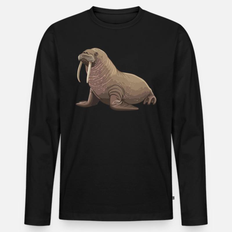 Walrus Walrosse Walross - Männer Premium Bio Langarmshirt - Schwarz