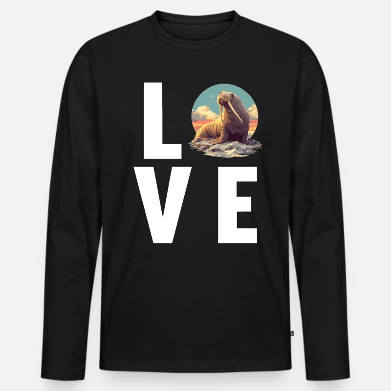Walrus Walrosse Walross - Männer Premium Bio Langarmshirt - Schwarz