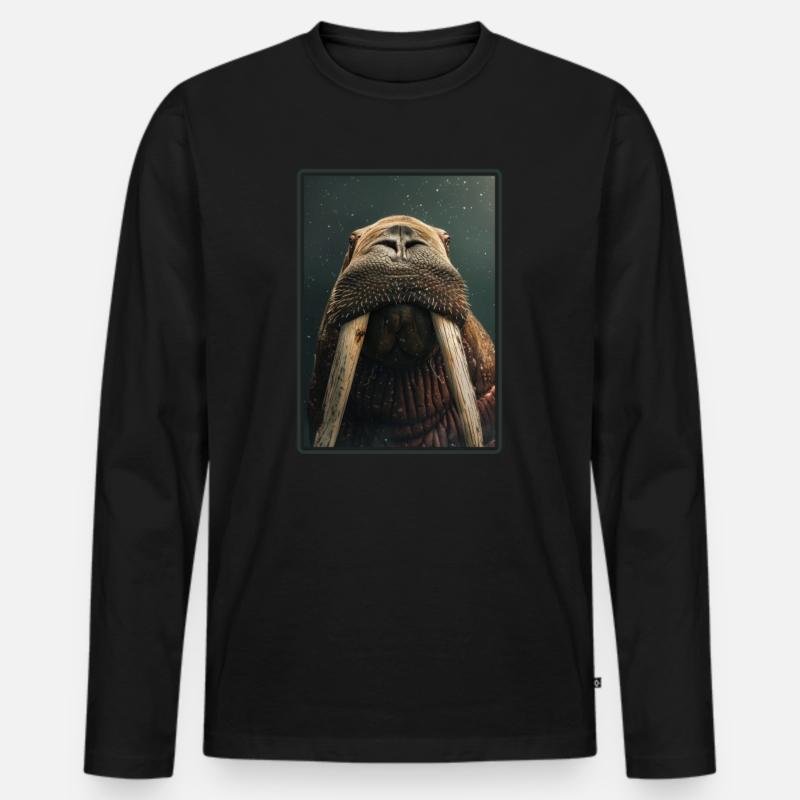 Walrus Walrosse Walross - Männer Premium Bio Langarmshirt - Schwarz