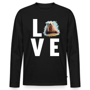 Walrus Walrosse Walross - Men's Premium Organic Long Sleeve Shirt - black - Front - Nico (187cm)