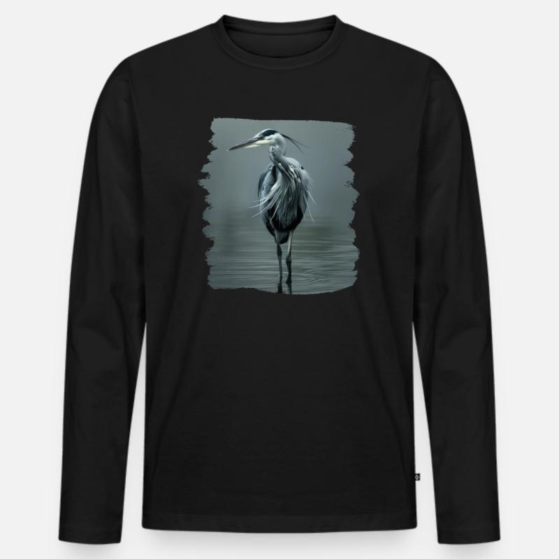 Heron Reiher - Männer Premium Bio Langarmshirt - Schwarz