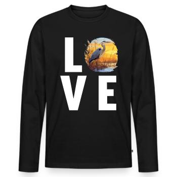 Heron Reiher - Männer Premium Bio Langarmshirt - Schwarz - Vorne - Nico (187cm)