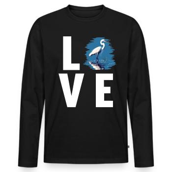 Héron Reiher - T-shirt manches longues Premium bio Homme - noir - Devant - Nico (187cm)