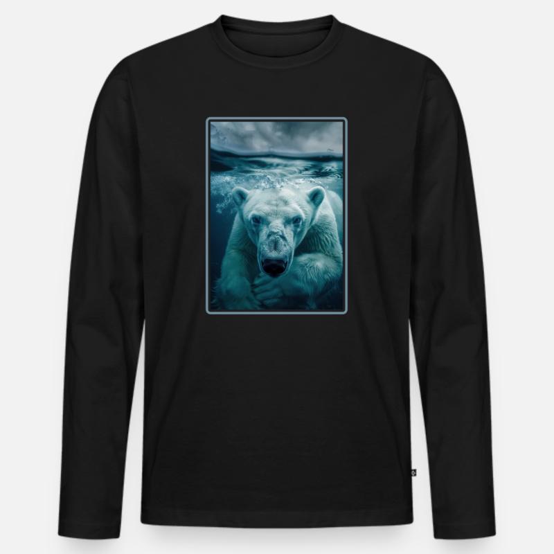 Polar Bear Eisbären Eisbär - Männer Premium Bio Langarmshirt - Schwarz