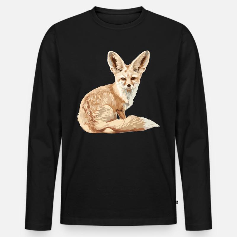 Fennec Fox Fenneks Fennek - Männer Premium Bio Langarmshirt - Schwarz