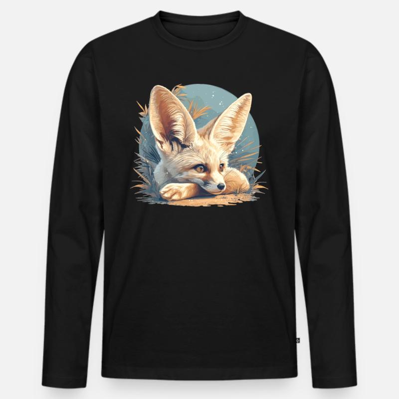 Fennec Fox Fenneks Fennek - Männer Premium Bio Langarmshirt - Schwarz
