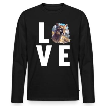 Cougar Mountain Lion Mountain Lion - T-shirt manches longues Premium bio Homme - noir - Devant - Nico (187cm)