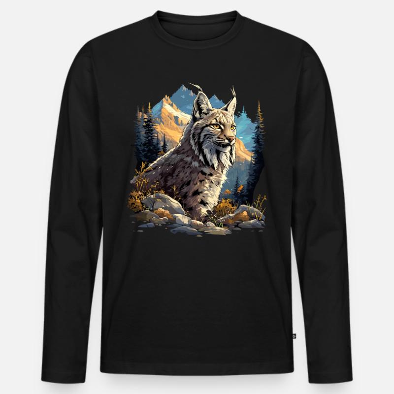 Lynx Luchse Luchs - Männer Premium Bio Langarmshirt - Schwarz