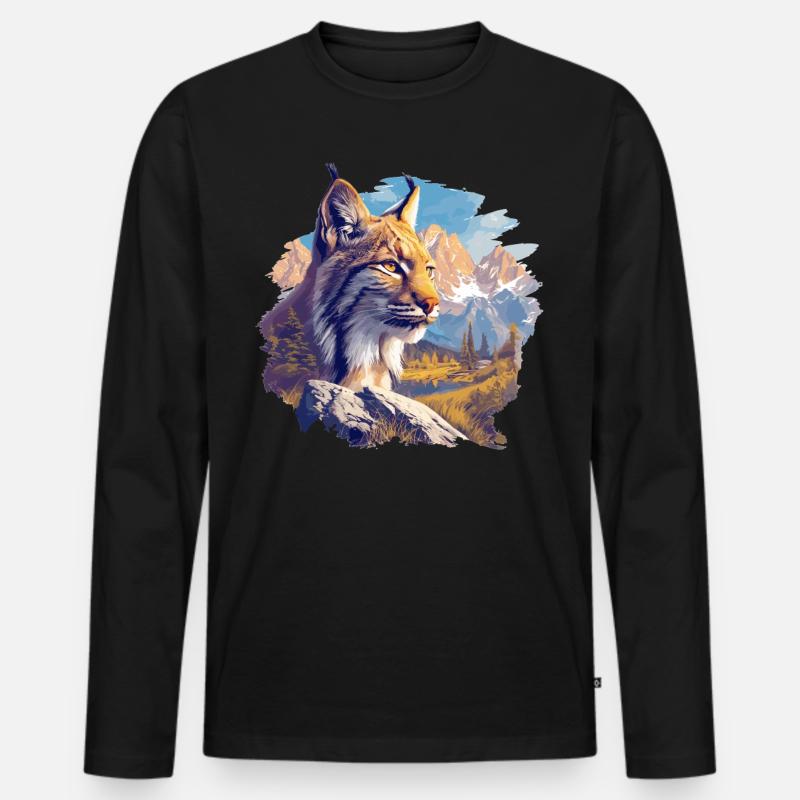 Lynx Luchse Luchs - Männer Premium Bio Langarmshirt - Schwarz