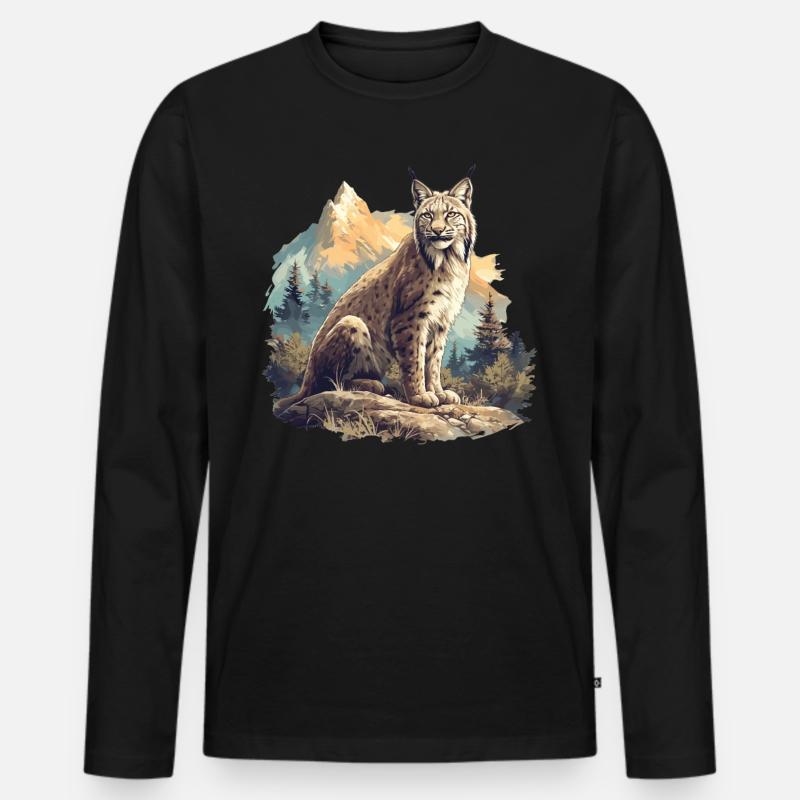 Lynx Luchse Luchs - Männer Premium Bio Langarmshirt - Schwarz