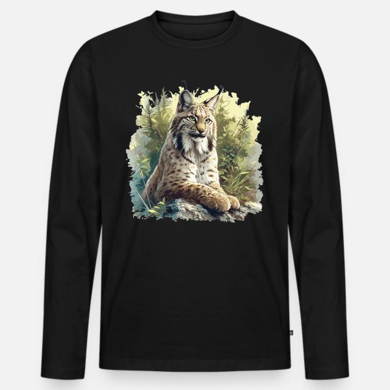 Lynx Luchse Luchs - Männer Premium Bio Langarmshirt - Schwarz