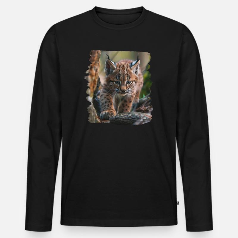 Lynx Luchse Luchs - Männer Premium Bio Langarmshirt - Schwarz