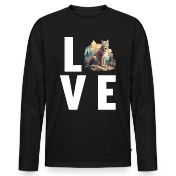 Lynx Luchse Luchs - T-shirt manches longues Premium bio Homme - noir - Devant - Nico (187cm)
