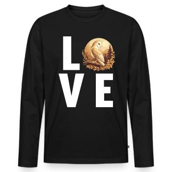 Barn Owl Schleiereulen Schleiereule - Men's Premium Organic Long Sleeve Shirt - black - Front - Nico (187cm)
