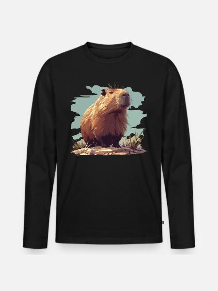 Capybaras Capybara - Ekologisk långärmad premium-T-shirt herr - svart