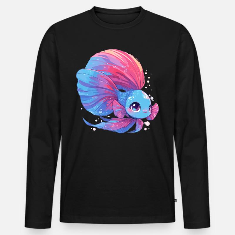 Bettas Betta Fisch Betta - Männer Premium Bio Langarmshirt - Schwarz