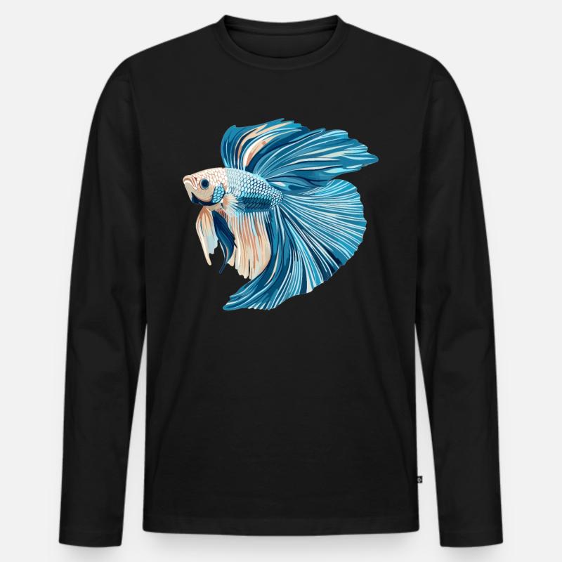 Bettas Betta Fisch Betta - Männer Premium Bio Langarmshirt - Schwarz