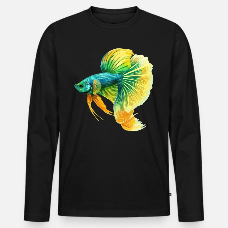 Bettas Betta Fisch Betta - Männer Premium Bio Langarmshirt - Schwarz