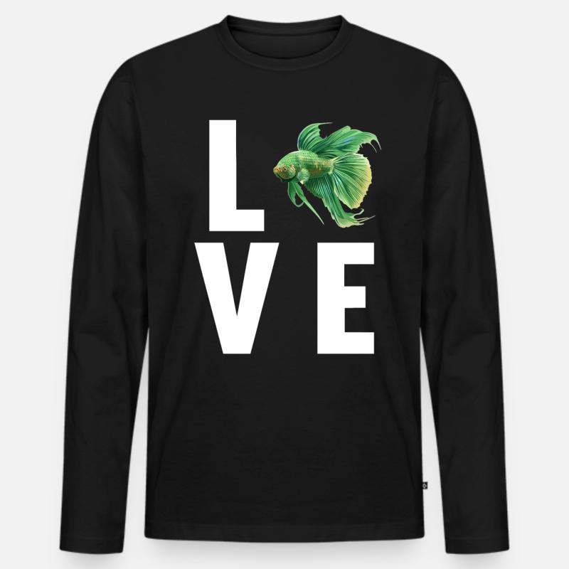 Bettas Betta Fisch Betta - Männer Premium Bio Langarmshirt - Schwarz