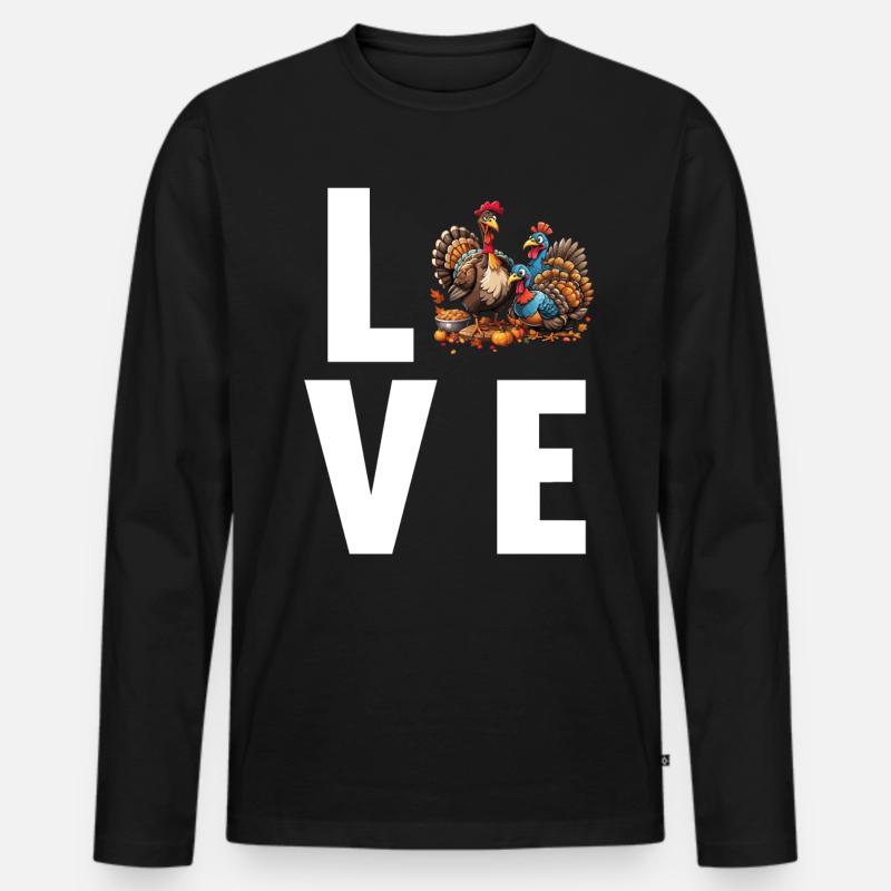 Turkey Truthähne Truthahn - Männer Premium Bio Langarmshirt - Schwarz