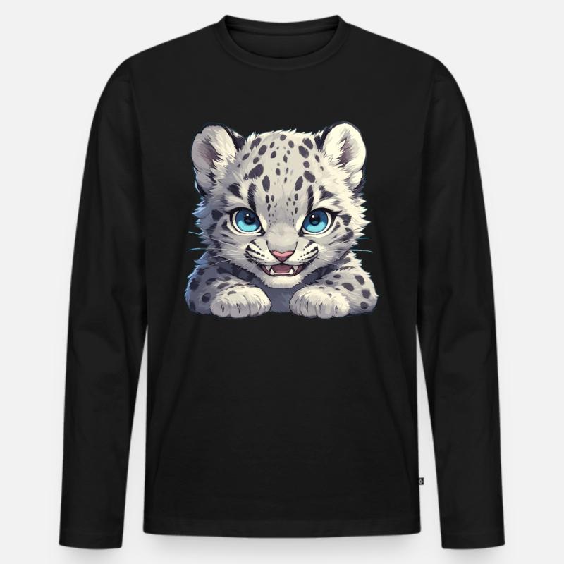 Snow Leopard Schneeleoparde Schneeleopard - Männer Premium Bio Langarmshirt - Schwarz