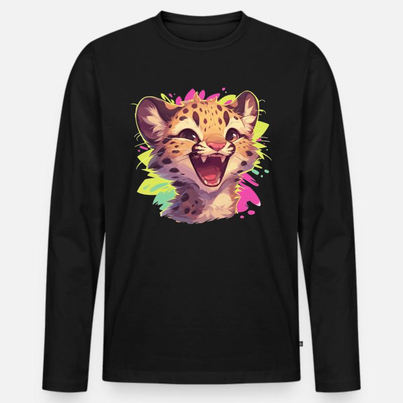Leoparden Leopard - Männer Premium Bio Langarmshirt - Schwarz
