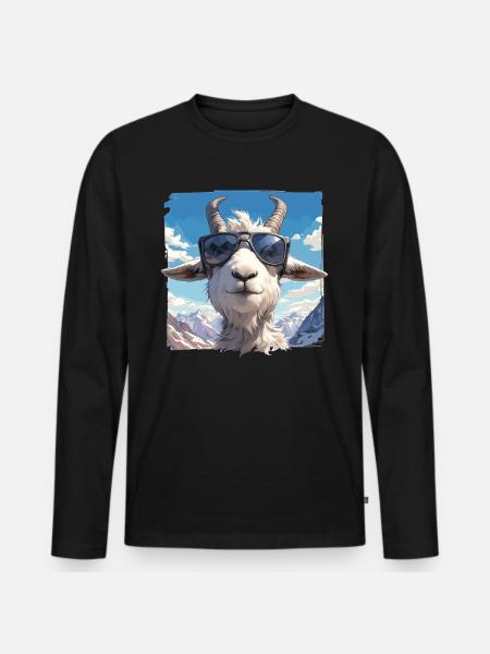 Alpine Goat Bergziegen Bergziege - Männer Premium Bio Langarmshirt - Schwarz