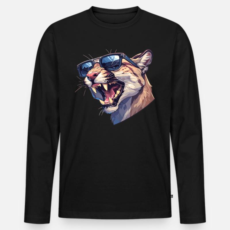 Cougar Berglöwen Berglöwe - Männer Premium Bio Langarmshirt - Schwarz