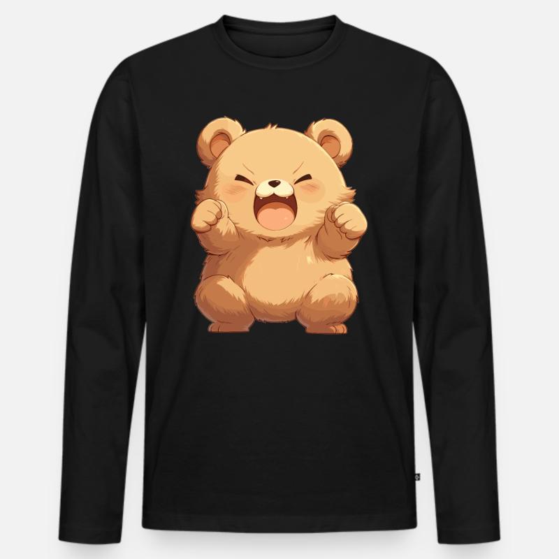Bear Bären Bär - Männer Premium Bio Langarmshirt - Schwarz