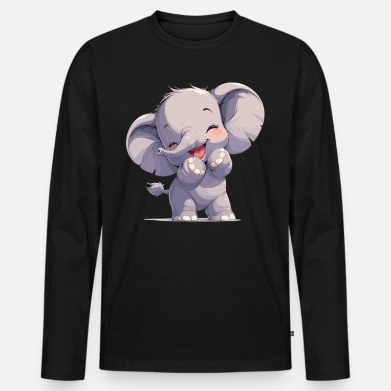 Elephant Elefanten Elefant - Männer Premium Bio Langarmshirt - Schwarz