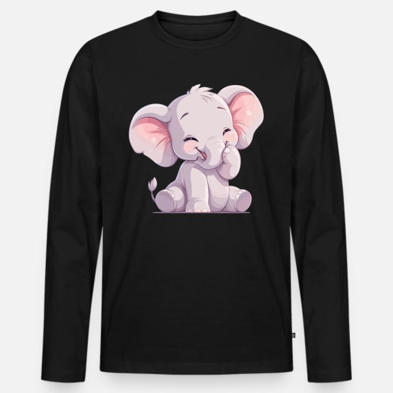 Elephant Elefanten Elefant - Männer Premium Bio Langarmshirt - Schwarz
