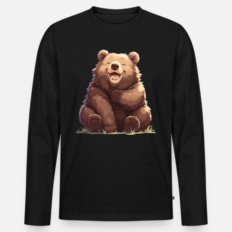 Bear Bären Bär - Männer Premium Bio Langarmshirt - Schwarz
